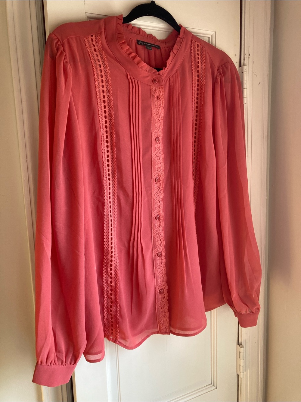 Adrianna Papell Coral Lace-Trim Blouse